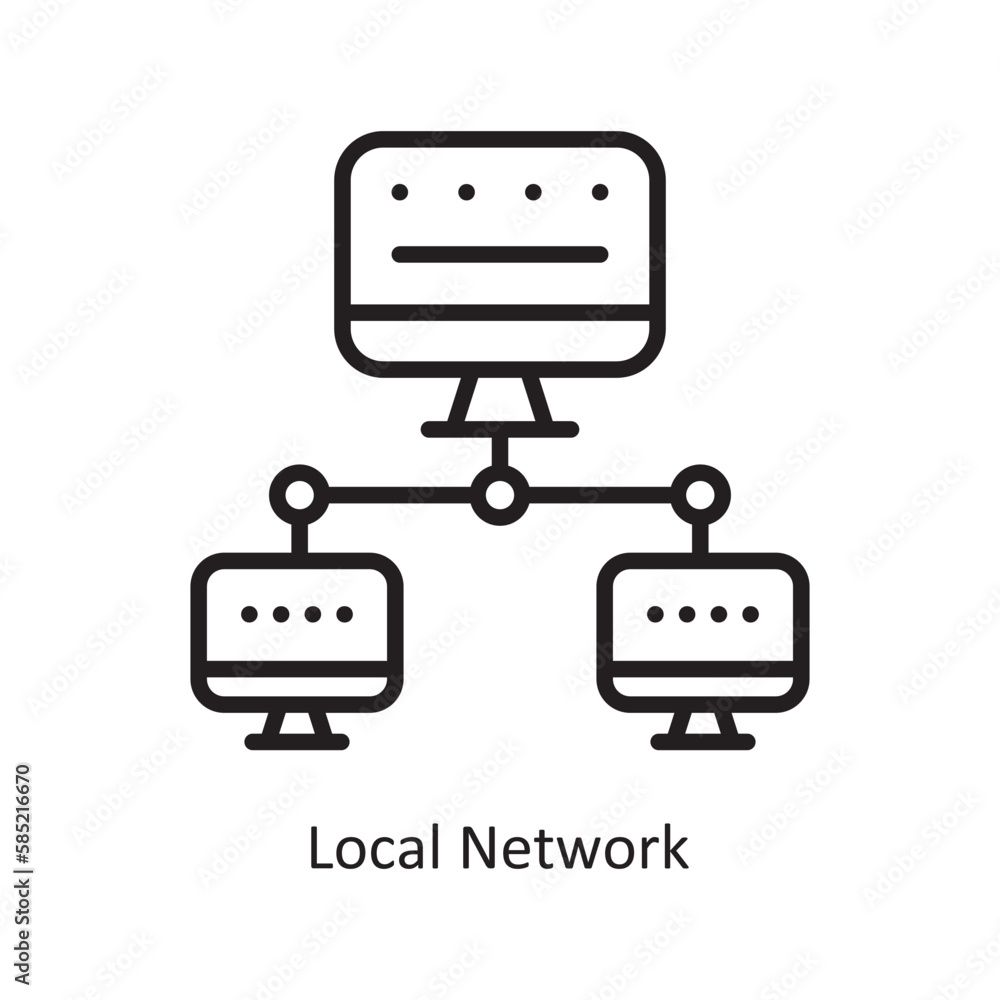 Poster local network vector outline icon design illustration. data symbol on white background eps 10 file