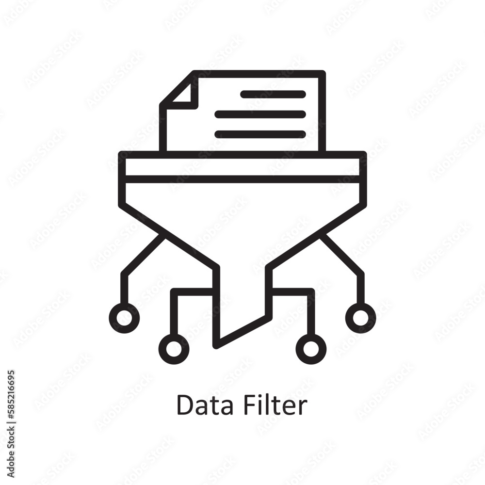 Poster data filter vector outline icon design illustration. data symbol on white background eps 10 file