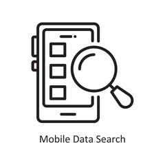 Mobile Data Search Vector Outline Icon Design illustration. Data Symbol on White background EPS 10 File