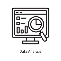 Data Analysis  Vector Outline Icon Design illustration. Data Symbol on White background EPS 10 File