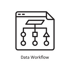 Data Workflow Vector Outline Icon Design illustration. Data Symbol on White background EPS 10 File