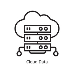 Cloud Data Vector Outline Icon Design illustration. Data Symbol on White background EPS 10 File