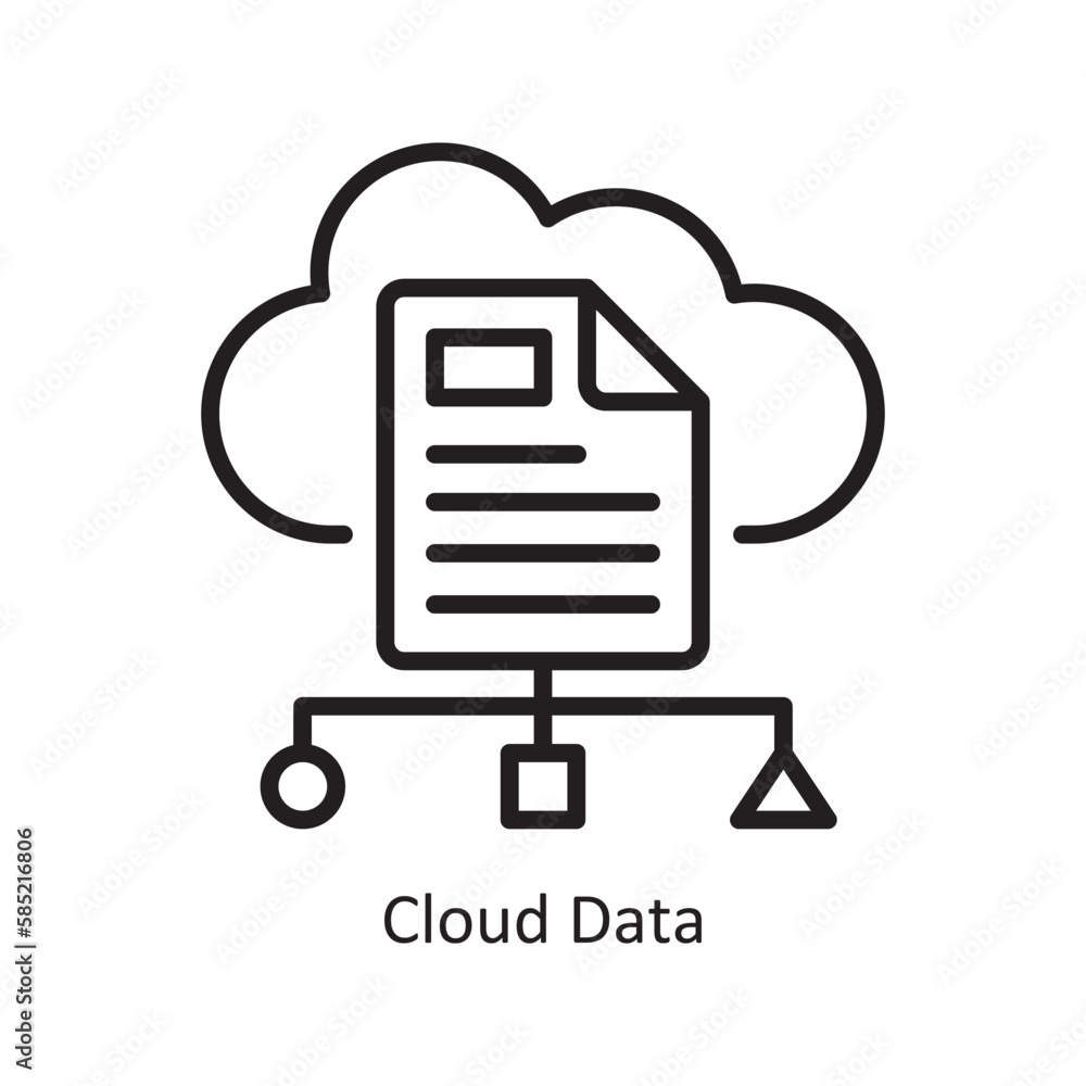 Poster cloud data vector outline icon design illustration. data symbol on white background eps 10 file