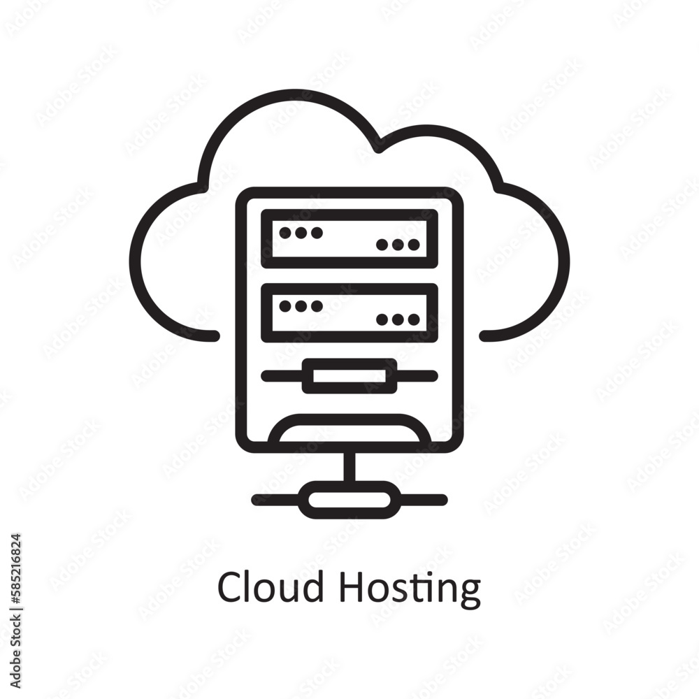 Poster cloud hosting vector outline icon design illustration. data symbol on white background eps 10 file