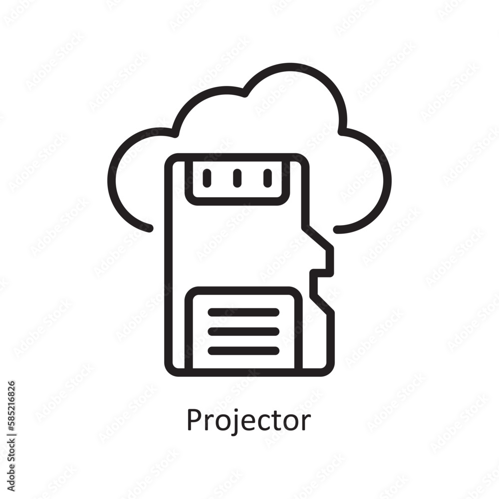Poster projector vector outline icon design illustration. data symbol on white background eps 10 file