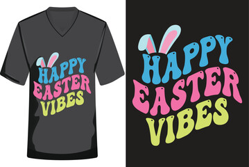 Happy Easter Retro T-shirt Design Vector