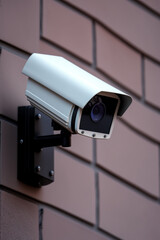 Fototapeta na wymiar Surveillance Camera Mounted on a Wall for Enhanced Security Measures