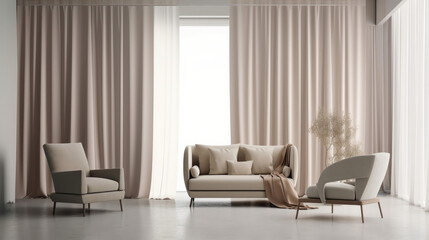 Modern living room interior design. Illustration AI Generative.