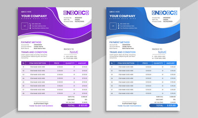 Vector print invoice template, money receipt, tax form