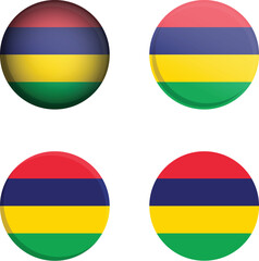 Round Country Flag in different styles disc badge vector illustration Republic of Mauritius