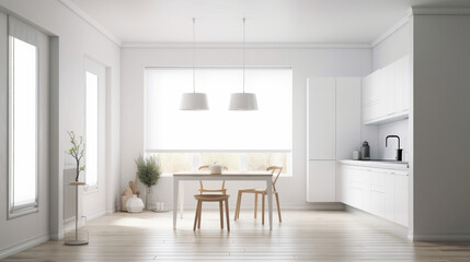 Fototapeta na wymiar Modern kitchen interior design. Illustration AI Generative.