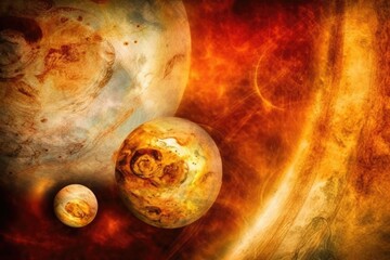 Background with planets and sun