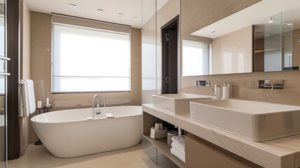 Fototapeta na wymiar Modern bathroom interior design. Illustration Generative AI.