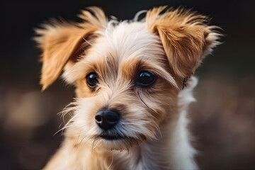 Illustration of an Adorable Small Dog Close Up. Generative AI.