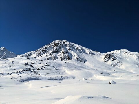 beautiful snowy mountain in european alps. beautiful winter landscape. High quality photo