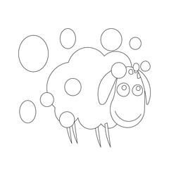 Cartoon  funny sheep with soap bubbles coloring page