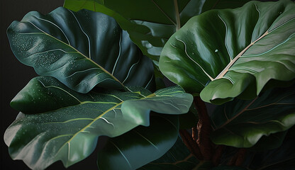 Green plants on a wet backdrop nature beauty generated by AI