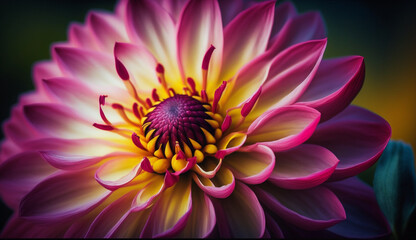 Close up of a vibrant multi colored flower head generated by AI