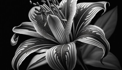 Black and white nature flower petal beauty generated by AI