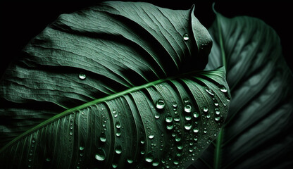 Fresh green leaf with raindrop nature beauty generated by AI