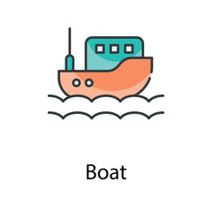 Boat icon. Suitable for Web Page, Mobile App, UI, UX and GUI design.