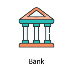 Bank icon. Suitable for Web Page, Mobile App, UI, UX and GUI design.