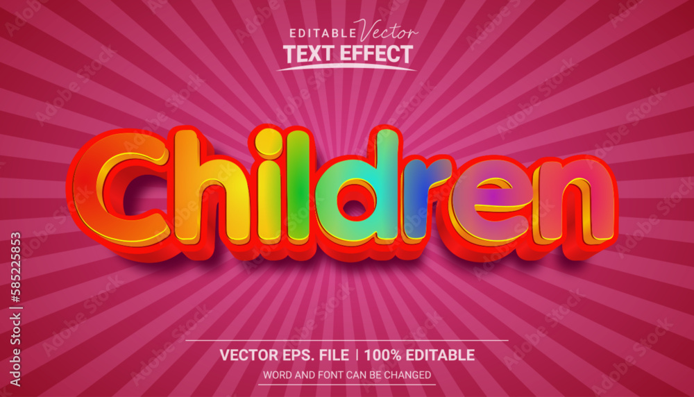 Poster children 3d editable vector text effect