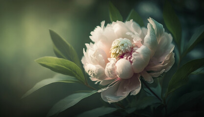 A multi colored bouquet of fresh peonies in bloom generated by AI