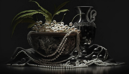 An antique still life on wood background generated by AI