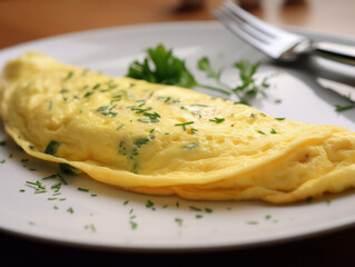egg omelet with cheese filling with vegetables. generative AI.