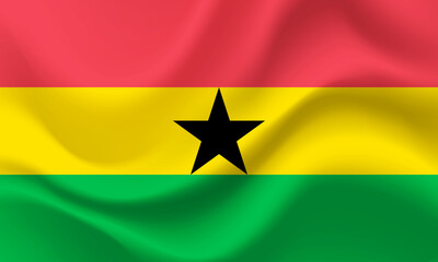 Vector Ghana flag. Waved Flag of Ghana. Ghana emblem, icon.