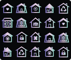 A set of modern trending house icons in gradient style. Home Icon Set. Home vector illustration symbol. Building symbol or logo.