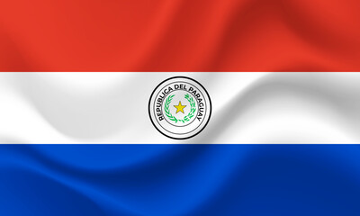 Obraz premium Vector Paraguay flag. Waved Flag of Paraguay. Paraguay emblem, icon.