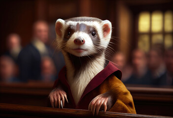 Portrait of a ferret accused in court . Generate Ai.