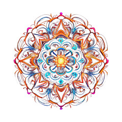 Glowing mandala illustration beautiful centered, glowing entry to meditation and enlightenment. Transparent background (generative ai, ai)