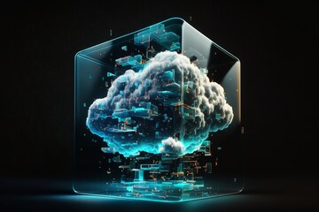 streaming cloud for digital data storage in sensitive glass box, dangers of modern technology