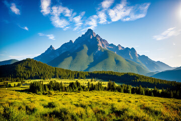 Naklejka premium Landscape in the mountains Generative AI
