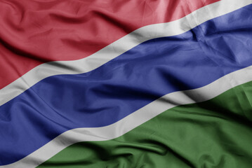 waving national flag of gambia .macro shot. 3D illustration