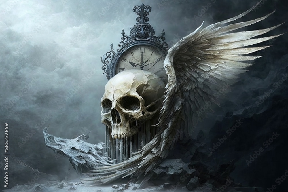 Poster myths descending on winds of time: an ethereal fantasy bone generative ai