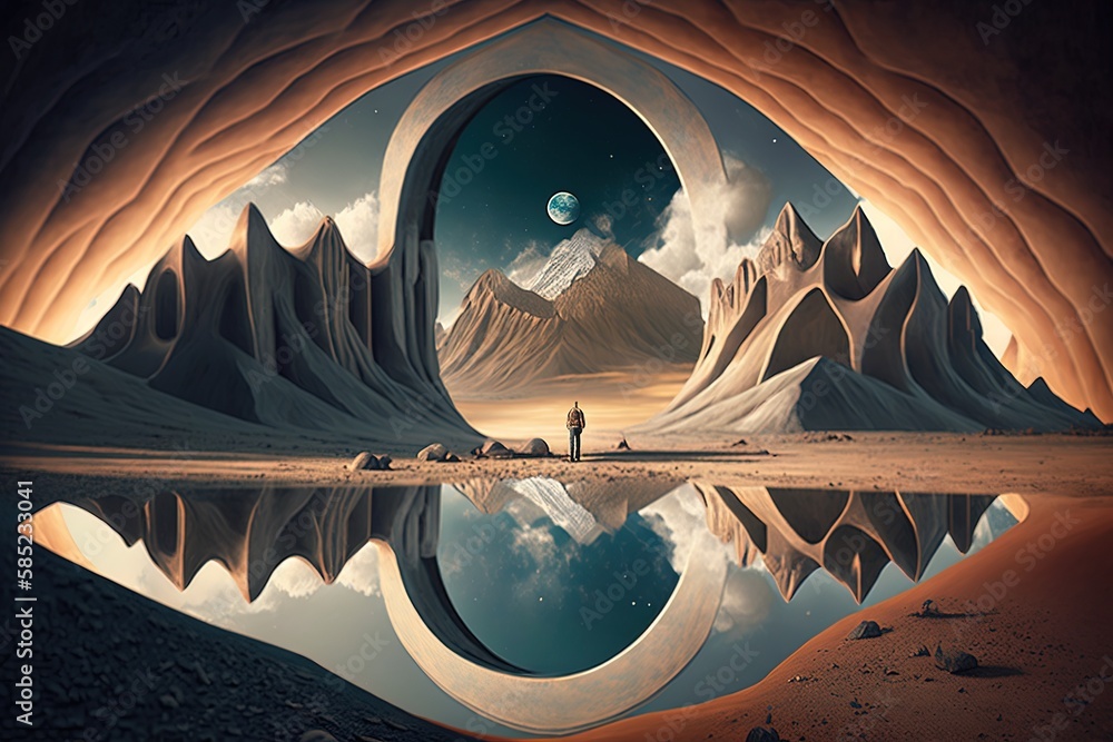 Poster staggering convolutions that reflect a dreamscape generative ai