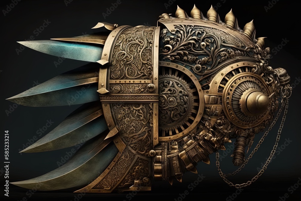 Poster menacing splendour: explosive visual representation of ancient arms technology generative ai