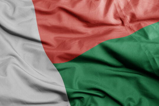 waving national flag of madagascar .macro shot. 3D illustration