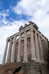 Obraz premium The Temple of Antoninus and Faustina is a temple of Ancient Rome (later adapted a Catholic church) located in the Roman Forum, Rome, Italy.