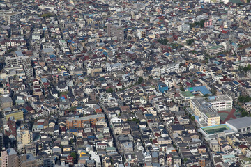 Panoramic aerial view of Tokyo, Japan. Tokyo urban city view from above