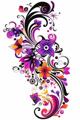 Obraz na płótnie Canvas A digital illustration of an abstract floral design with swirls. Generative AI. 
