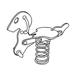 Beautiful black hand-drawn vector illustration of a wooden dog swing isolated on a white background