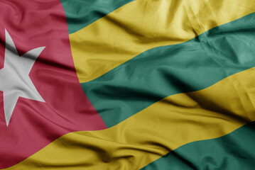 waving national flag of togo .macro shot. 3D illustration - obrazy, fototapety, plakaty