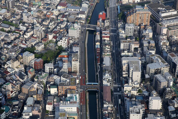 Fototapeta premium Panoramic aerial view of Tokyo, Japan. Tokyo urban city view from above