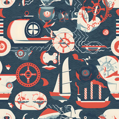 Nautical Themed Seamless and Tileable Pattern