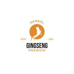Flat ginseng logo herbal for medicine vector natural herbal design illustration idea